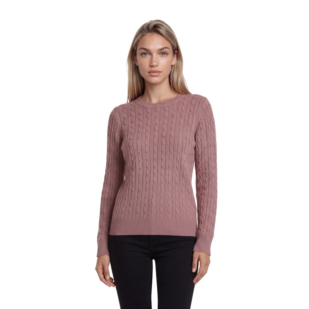 NEW Charter Club 100% Cashmere Pink Cable Knit Sweater Women's Size Medium